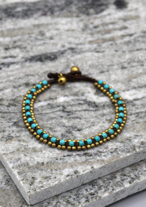 Glass Beads Brass Bell Fashionable Anklet - nepacrafts
