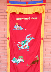 Dragon Embroidered Silk Door Curtain Wall Hanging - nepacrafts