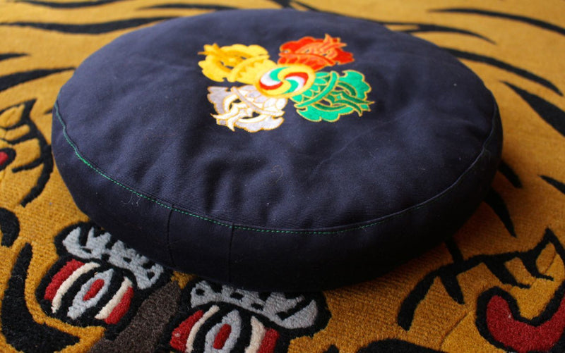 Double Dorjee Embroidered Round Meditation Cushion