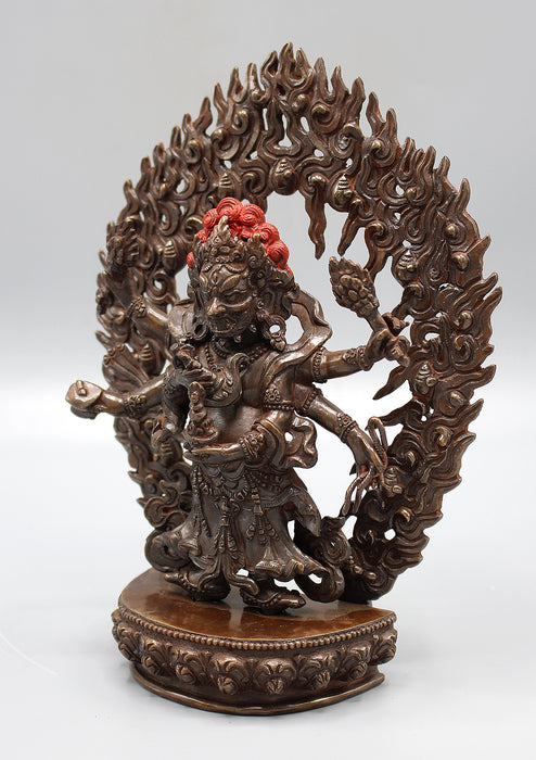 Six Armed White Mahakala Copper Statue
