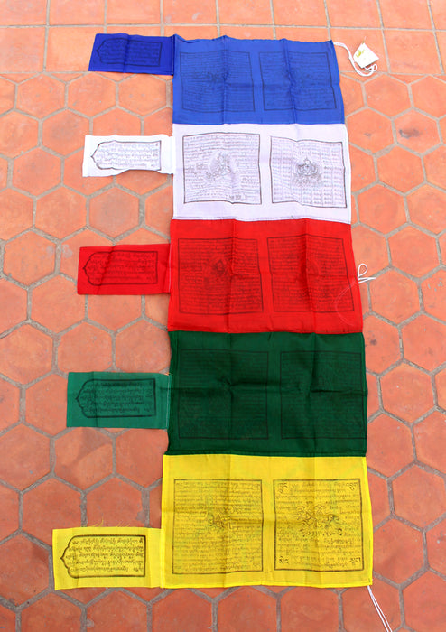 Polyester Vertical Prayer Flag with Tibetan Deities and Windhorse, Darchok Prayer Flag - nepacrafts