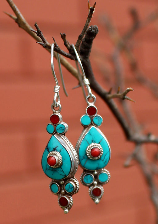 Flower Drop Sterling Silver Dangle Earrings - nepacrafts