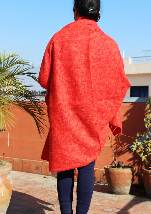 Himalayan Yak Wool Yoga Blanket Shawl Rust Mix Orange