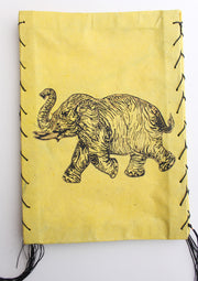 Elephant Printed Yellow Lokta Paper Ceiling Hanging Lamp Shade - nepacrafts
