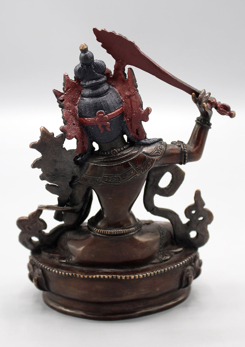Partly Gold Plated Copper Manjushri Statue