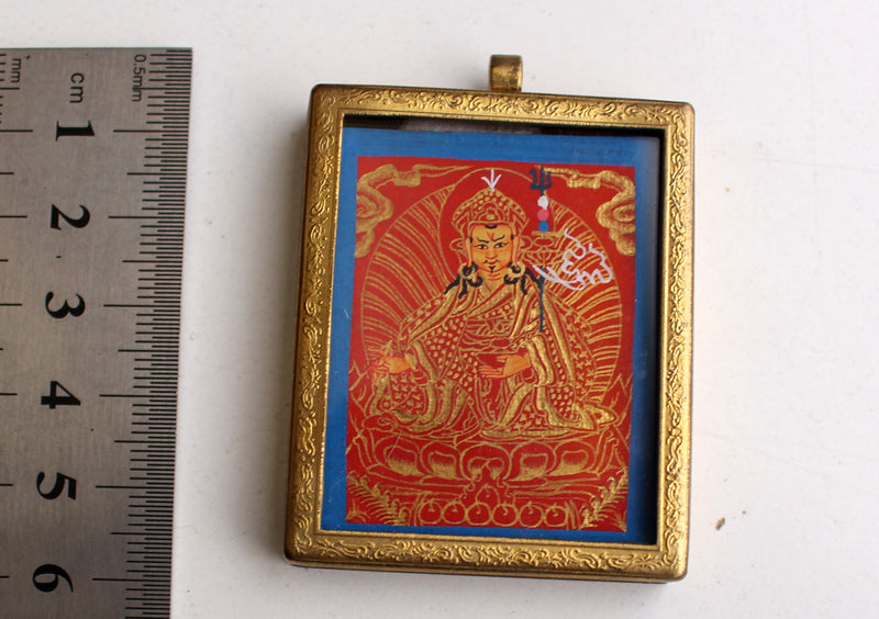 Guru Padhmasambhava Mini Thangka Amulet Pendant - nepacrafts