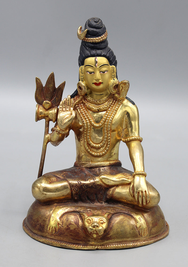 Gold Plated Hindu Lord Shiva Statue