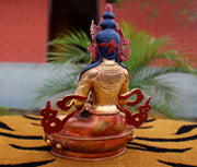 Partly Gold Plated Aparmita Buddha Statue-Copper 8" Buddha Statue SSST297 - nepacrafts