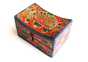 Hand Carved Cheppu and Lotus Symbol Painted Tibetan Wooden Box - nepacrafts