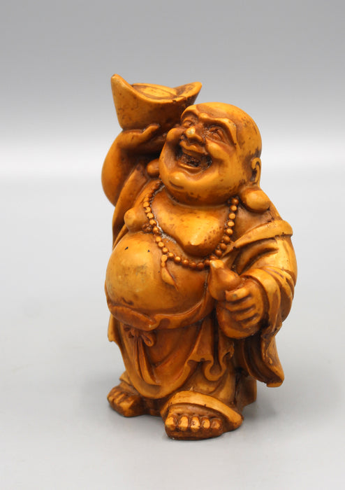 Brown Laughing Buddha with Bowl Resin Statue - nepacrafts