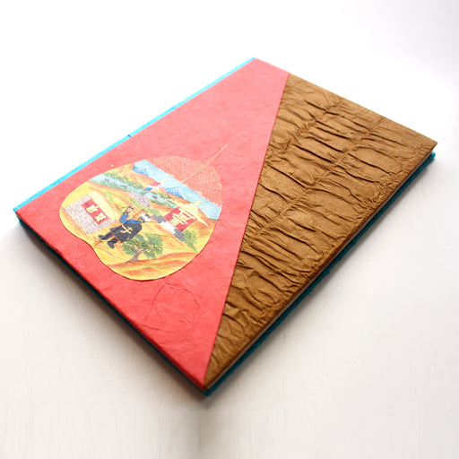 A Devotee Sherpa, Handpainted Bodhi Leaf Lokta Paper Journal - nepacrafts