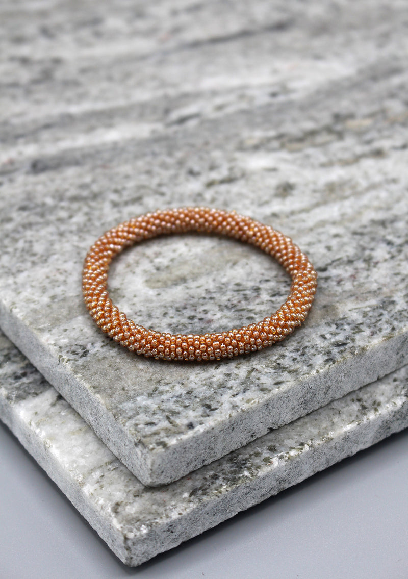 Mustard Color Glass Beads Roll on Bracelet - nepacrafts
