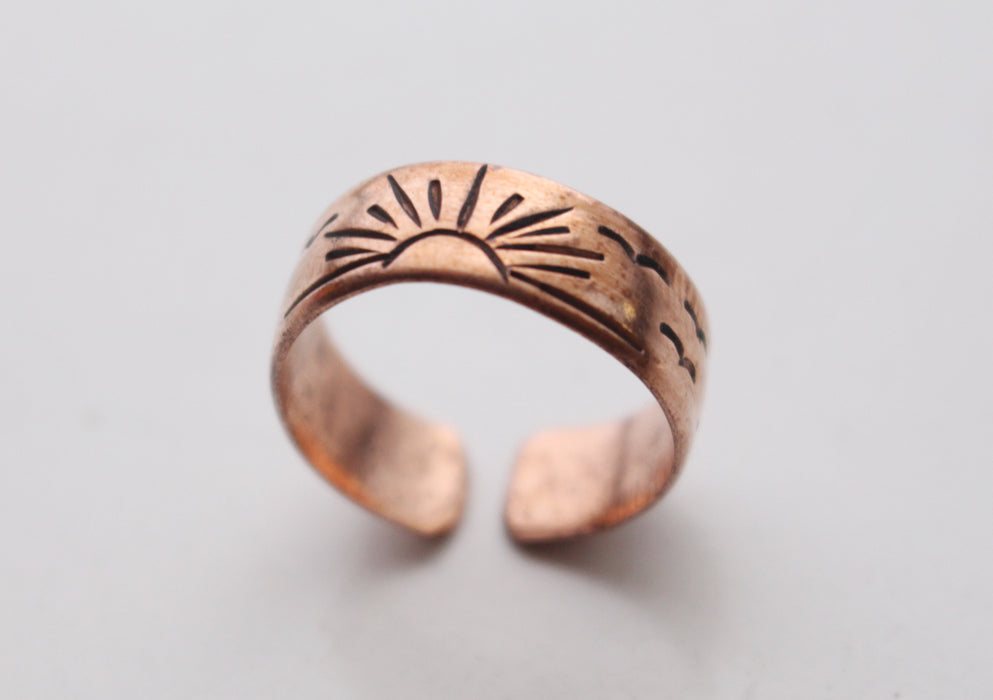 Handcarved Unisex Copper Finger Ring