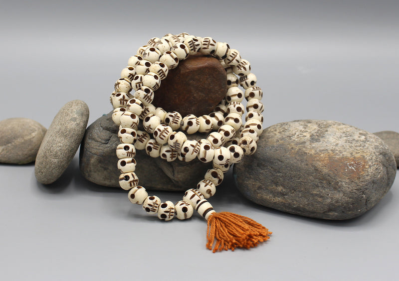 White Bone Tibetan Skull Mala - nepacrafts
