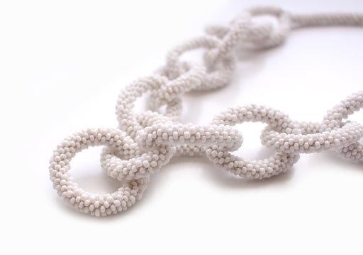 White Glass Beads Interlocking Design Necklace - nepacrafts