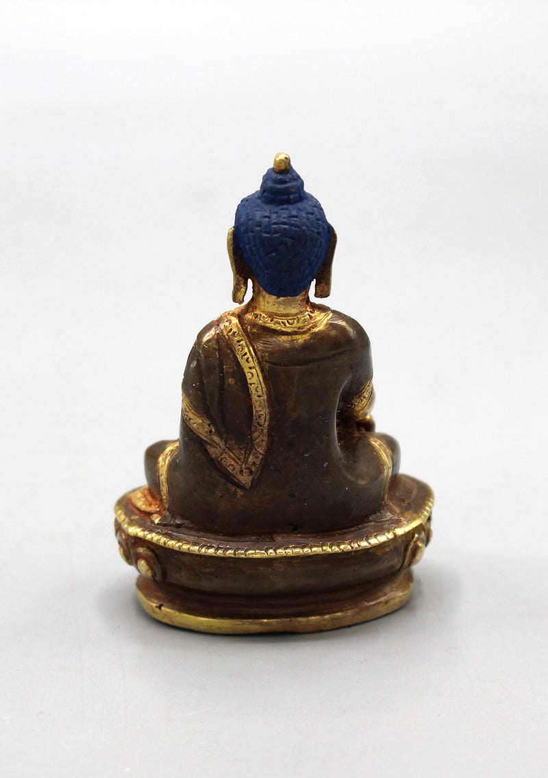 Partly Gold Plated Copper Shakyamuni Buddha Statue 3"