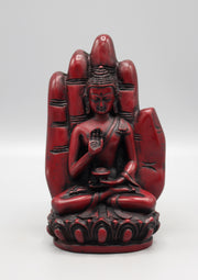 Blessing Palm  Maroon Buddha Resin Statue - nepacrafts