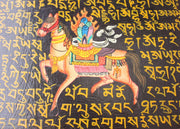 Tibetan Windhorse Mantra Painted Wooden Wall Hanging Frame - nepacrafts
