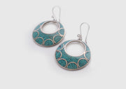 Round Moon White Metal Earrings - nepacrafts