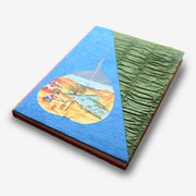 Life in Village Handpainted Bodhi Leaf Lokta Paper Journal - nepacrafts