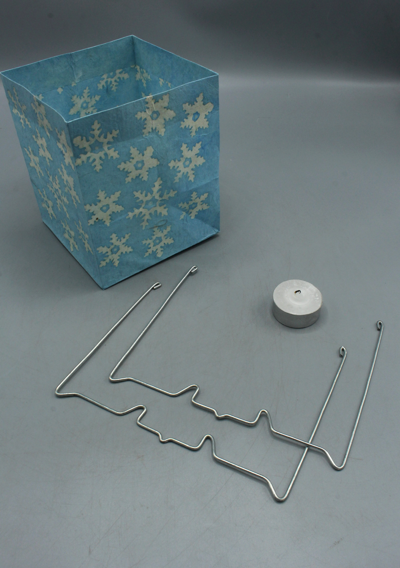 Handmade Snowflake Printed Sky Blue Lokta Paper Candle Lamp