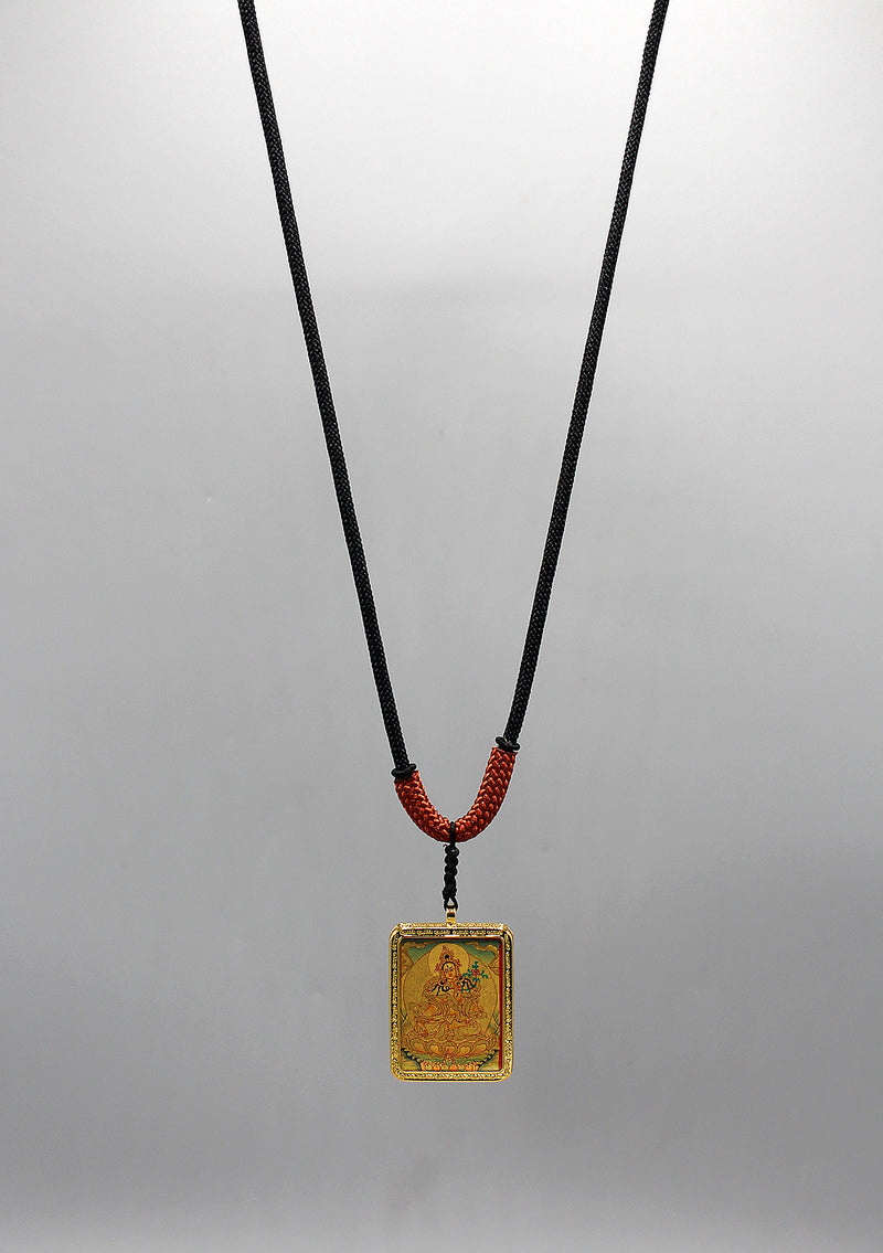 Tibetan Goddess White Tara Hand Painted Mini Thangka Amulet Pendant