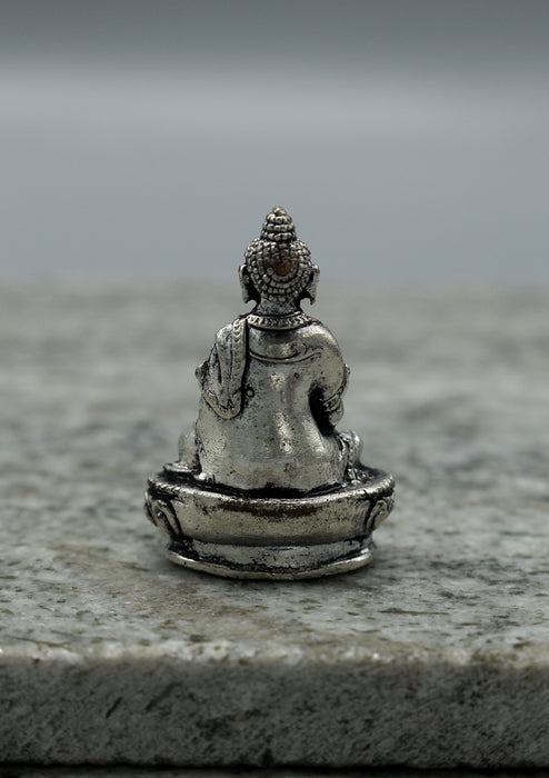 White Metal Tiny Amitabha Buddha Statue 4 cm High