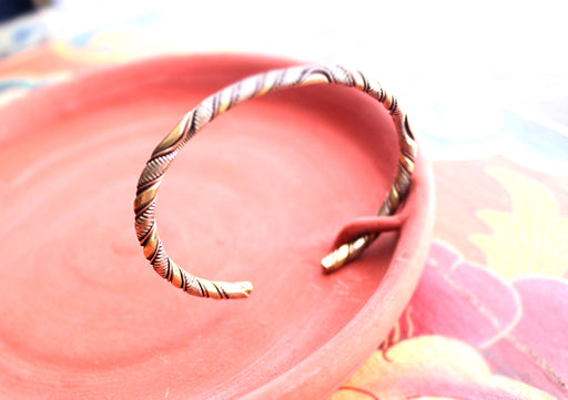 Solid Twisted Copper Bracelet, Cuff Bracelet - nepacrafts