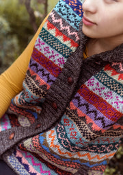 Blue and Orange Mix Multicolor Women's Woolen Cardigan - nepacrafts