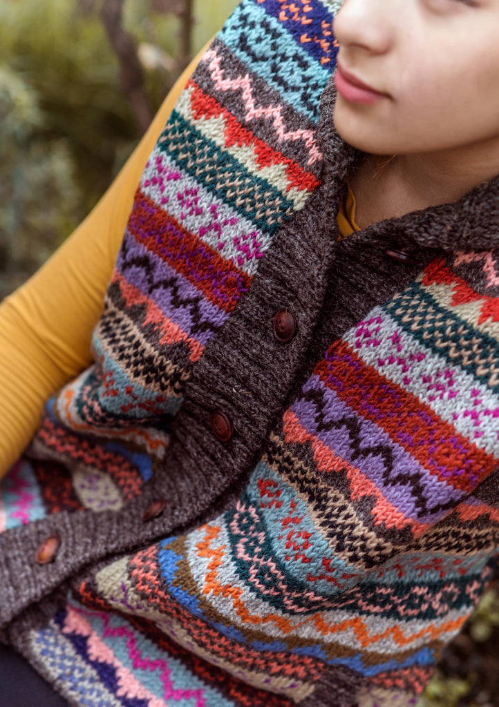 Blue and Orange Mix Multicolor Women's Woolen Cardigan - nepacrafts
