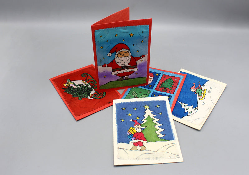 Fair Trade Batik Happy Santa Claus Greetings Card