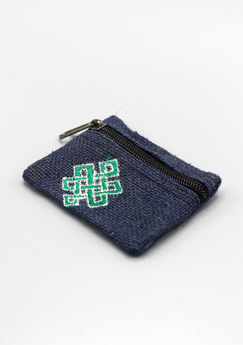 Endless Knot Embroidered Hemp Coin Purse