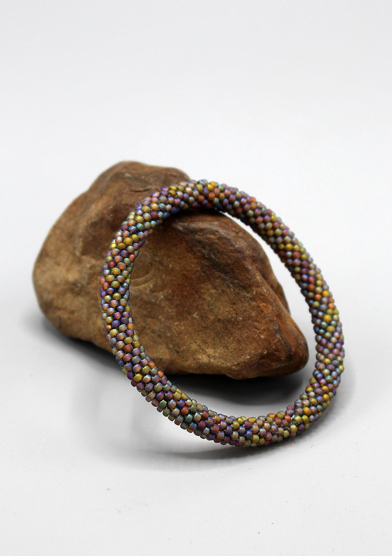 Purple Shining Glass Beads Roll on Bracelet