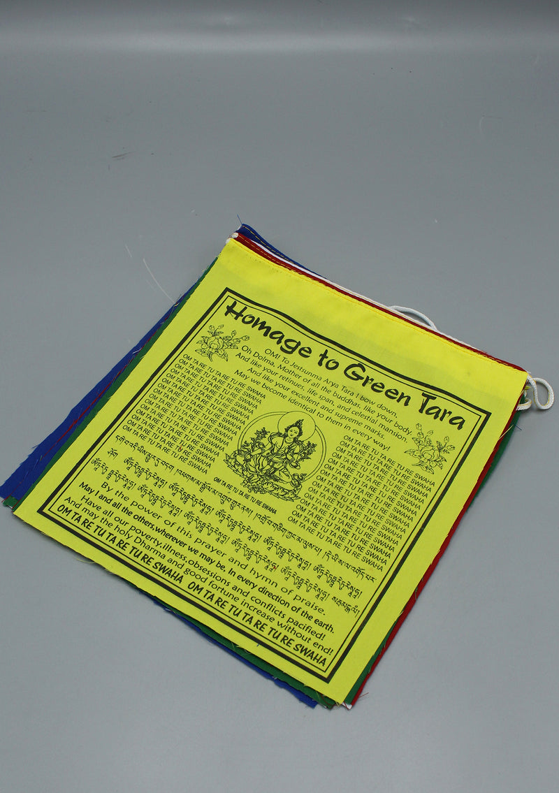 Homage to Green Tara English Translated Prayer Flags