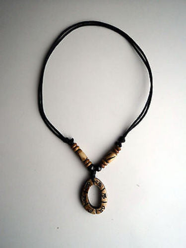 Oval Om Mani Bone Necklace - nepacrafts