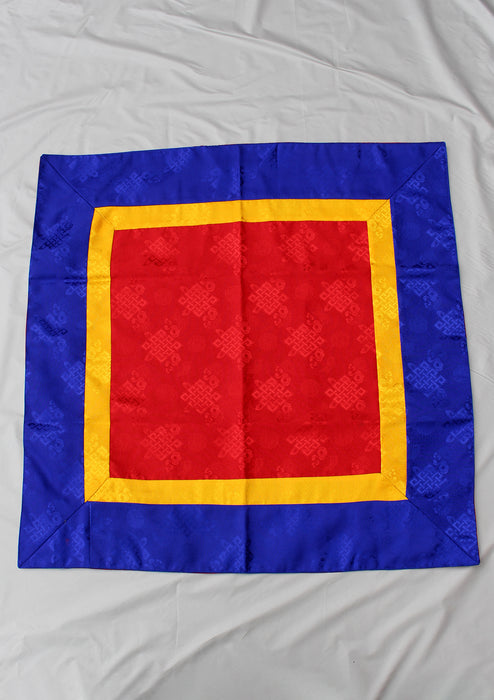 Red Silk Brocade Buddhist Endless Knot Altar Cloth - nepacrafts