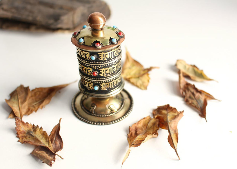 Small Copper Inlay Prayer Wheel