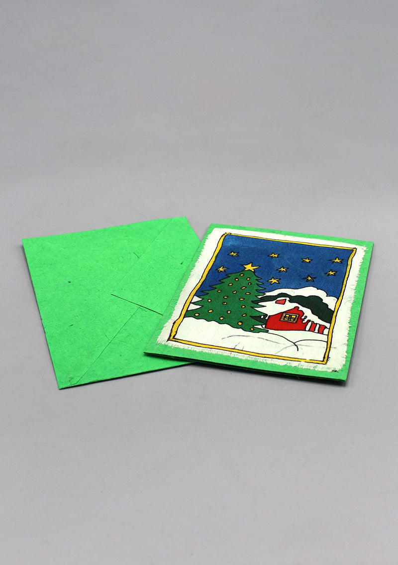 Fair Trade Batik Christmas Tree Greetings Card