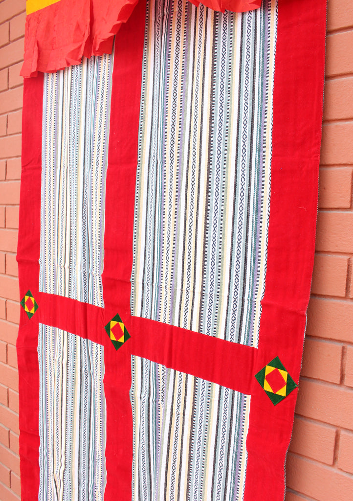 Bhutanese Woven Fabric with Velvet Border Tibetan Door Curtain Cover - nepacrafts