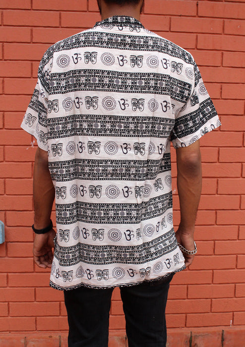 White Cotton Om Prayer Shirt/ Yoga shirt with religious symbols