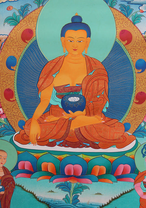 Shakyamuni with Five Dhyani Buddha Thangka Art