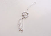 Beautiful Dharmachakra Car Hanging Amulet Decorated with Glass Beads - nepacrafts