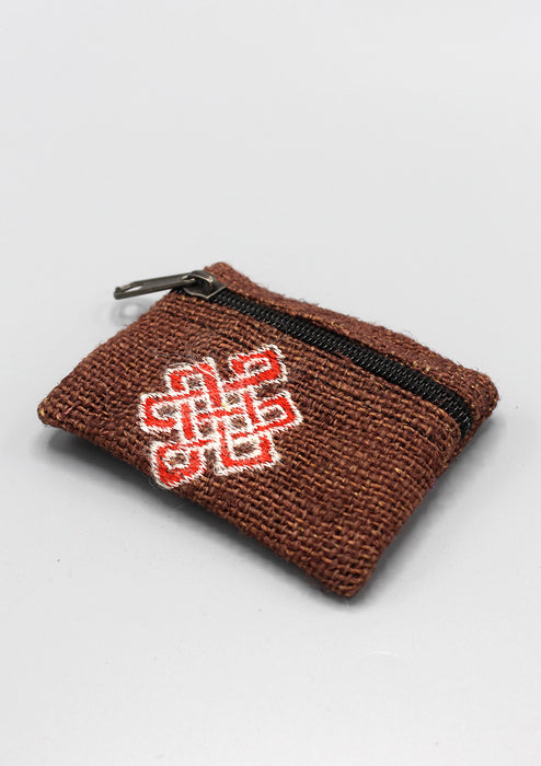 Endless Knot Embroidered Hemp Coin Purse