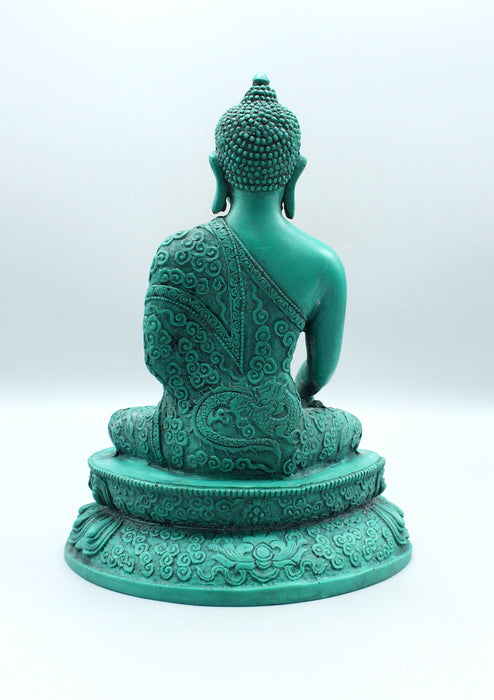 Shakyamuni Buddha Green Resin Statue 9 Inch