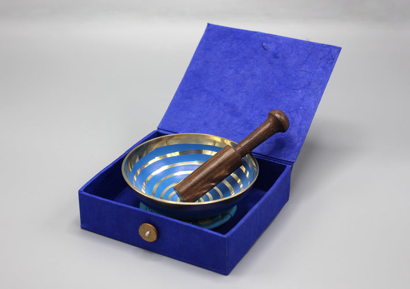 Swirl Painted Singing Bowl Set in a Lokta Gift Box - nepacrafts
