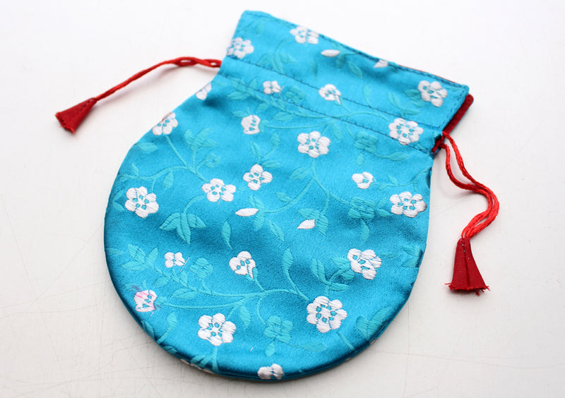 Colorful Silk Brocade Drawstring Mala Bag - nepacrafts