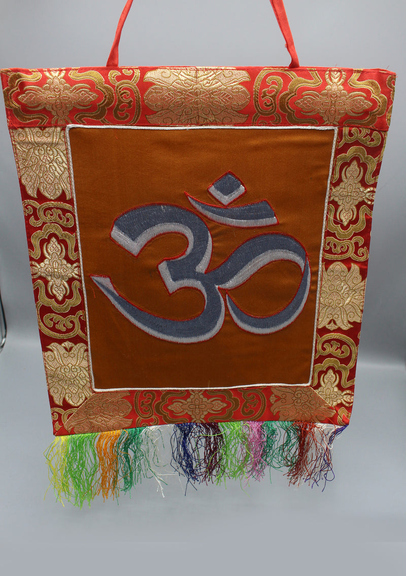 OM Embroidery Brocade Framed Wall Hanging Banner