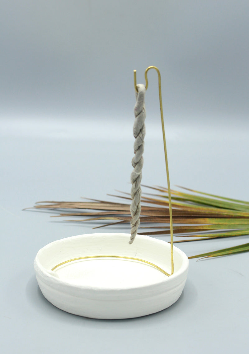 Ceramic Rope Incense Burner White