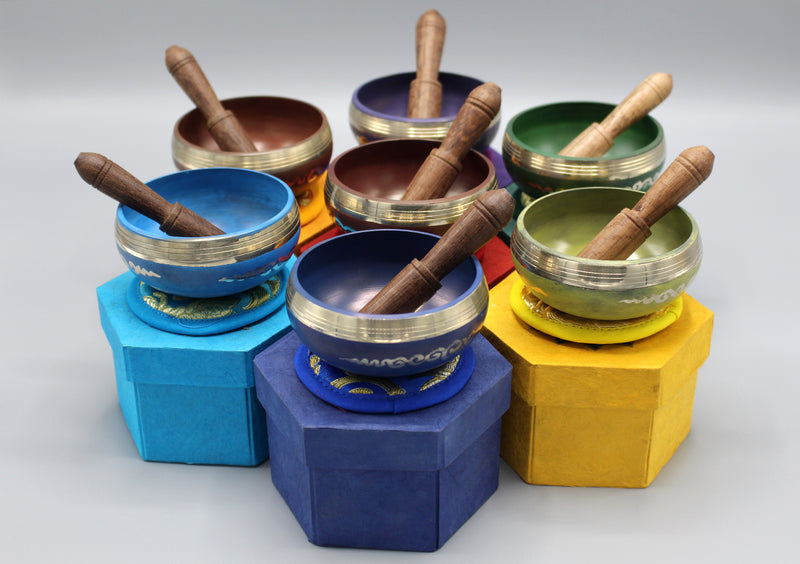 Seven Chakra Healing Singing Bowls Gift Box Set - nepacrafts