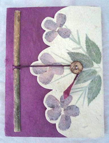 Leaf Design Lokta Paper Journal Books, Natural Blank Diaries - nepacrafts
